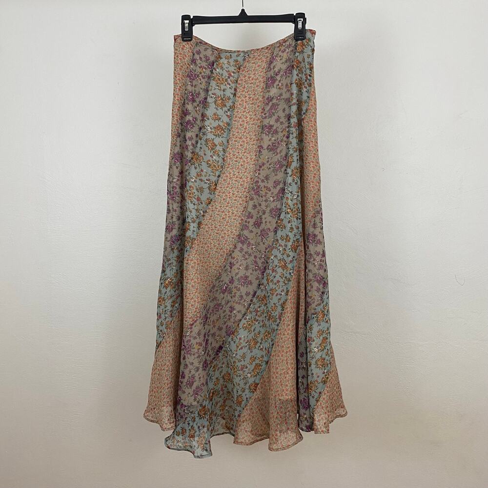 Free People Pieced Together Maxi Skirt - Ivory Combo - Size 10